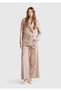 Women's Beige Cotton and Linen Blend Palazzo Pants with Thin Stripes - 5