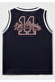 Boy's Navy Blue Printed Basketball Vest with Mesh Effect Detail - 2