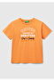 Boy's Orange Benetton Logo Printed T-Shirt