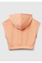 Girl's Crochet Front Appliqued Embroidery Detailed Sleeveless Hooded Sweatshirt - 2