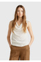 Women's Cream 100% Lyocell Sleeveless Regular Fit Sweater