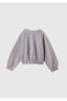 Girl's Lilac Ribbed Crew Neck Sweatshirt with Stone Detail on the Front - 3