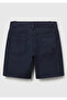 Boy's Navy Blue Distressed Effect Regular Waist Straight Bermuda Shorts - 2