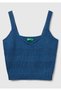 Women's Denim 100% Cotton Stripe Effect Knitted Relax Fit V-Neck Knitwear Undershirt - 2
