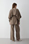 Women's Cape Detailed Lace-Up Tunic & Elastic Waist Pants Set - 6