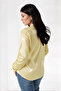 Women's Light Yellow Lightweight Flowy Satin Surface Shirt Hzl22W-Bd139641 - 4