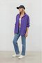 Women's Purple Oversize Long Basic Shirt Hzl22w-bd139001 - 3