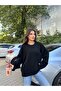 Oversize Loose Soft Textured Ribbed Knitwear Sweater 2623 - Black - 5