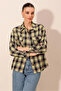 Women's Green Black Metal Buttoned Plaid Pattern Cuff Lumberjack Shirt HZL24W-BD139541 - 2