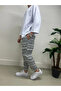Men's Ecru Ethnic Pattern Waist Rope Tie Straight Cut Pocket Pants Sweatpants HZL24S-MXC8948-245 - 2