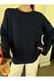 Oversize Loose Soft Textured Ribbed Knitwear Sweater 2623 - Black - 7