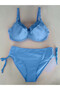 Women's Ice Blue Print Large Size Lined Bikini Suit Hzl25S-Lc4004 - 3