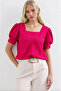 Women's Fuchsia Square Collar Knitted Blouse Hzl22W-Bd104091