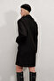 Women's Black Single Button Double Pocket Lined Boucle Cashmere Coat Hzl22W-Bd190821 - 8