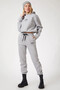 Women's Gray Nasa Printed Hooded Fleece Crop Top and Lined Inside Sweatpants Set Hzl23W-Bd1553131