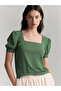 Women's Emerald Green Square Collar Knitted Blouse Hzl22W-Bd104091 - 3