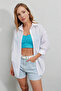 Women's White Side Slit Drawstring Shirt Hzl23W-Bd1201321