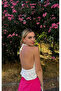 Women's White Halter Neck Open Back Linen Blouse Hzl24S-Zk11081 - 6
