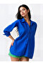 Women's Vibrant Blue Oversize Long Basic Shirt Hzl22W-Bd139001