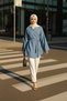 Indigo Blue - 100% Cotton Pocketed Belted Women's Hijab Kimono 1166-Tes - 6