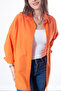 Women's Oversize Cotton Linen Orange Shirt - 2