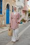 Dusty Rose - Natural Viscose Fabric Women's Hijab Kimono with Pockets and Belt 1168-Tes - 5