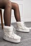 Daily Women's White Snow Boots with Fur and Laces, Mother and Daughter Comfortable Lined Thick Sole 327 - 2