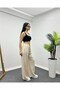 Women's Beige Elastic Flowy Palazzo Pants - 4