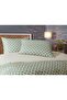 Waves 100 Cotton, Double Sided, Modern, Breathable, Geometric Single Duvet Cover - Green/Ecru - 4