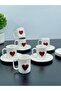 6-Person White Porcelain Heart Coffee Cup Set Presentation Cup - 4