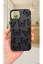 iPhone 15 Compatible Black Butterfly Patterned Silicone Shock Absorbing Classic Protected Rubber Case - 2