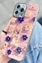 iPhone 14 Pro Compatible Flower Pattern Self Lens Protection Case - 4