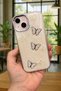 iPhone 15/14 and 13 Compatible Epoxidized 3D Figured Heart Ribbon Shiny Stylish Fashion Case