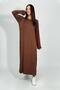 Women's Summer Long Sleeve Viscose Midi Length Crew Neck Dress Coffee - 3