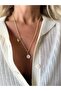 Gold Enamel Letter E Heart Necklace - 3