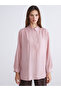 Lcwaikiki Classic Pink Shirt Collar Striped Oversize Women's Tunic