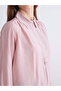 Lcwaikiki Classic Pink Shirt Collar Striped Oversize Women's Tunic - 4