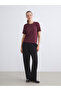 Two Mt Shop Quality Lcw Vision Burgundy Interlock Embroidered Standard & Regular Short Sleeve Women's T-Shirt - 2