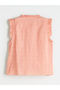 Original Oval Collar Embroidered Ruffled Voile Blouse - 6