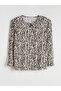 Crew Neck Patterned Blouse - 7