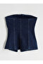 Esvab • Modern & Distinctive Strapless Roba Collar Jean Blouse - 7