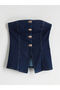 Esvab • Modern & Distinctive Strapless Roba Collar Jean Blouse - 6