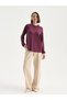 Alita City Farkıyla Lcw Grace Plum Combed Cotton Patterned Oval Neck Long Sleeve Women's Blouse - 4