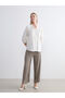 İzr New Season Ruffled Collar Embroidered Linen Blend Blouse - 3