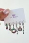 Silver Color Mixed Figured Stone Detailed Set of 6 Ysx Earrings - 2