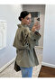Khaki Oversize Low Shoulder Short Trench - 9580 - 3