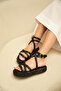 Fiwe Black Straw Cross Detailed Women's Sandals - 2