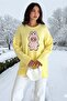 Labubu Appliqué Embroidered Oversized Sweater |   Gray, White, Burgundy, Yellow, Blue, Navy Blue, Pink 66022