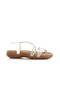 Pelip White Stone Non-Slip Rubber Sole Comfortable Sandals Summer Heelless Evening Dress Shoes - 5
