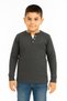 Button Detailed Seasonal Long Sleeve Camisole Fabric Sweatshirt Smoked Color Boy's